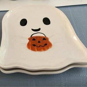 Cracker Barrel Ghost Plate- White and Orange